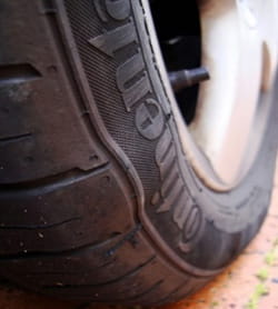 Lumps are a sign of internal damage in tyres
